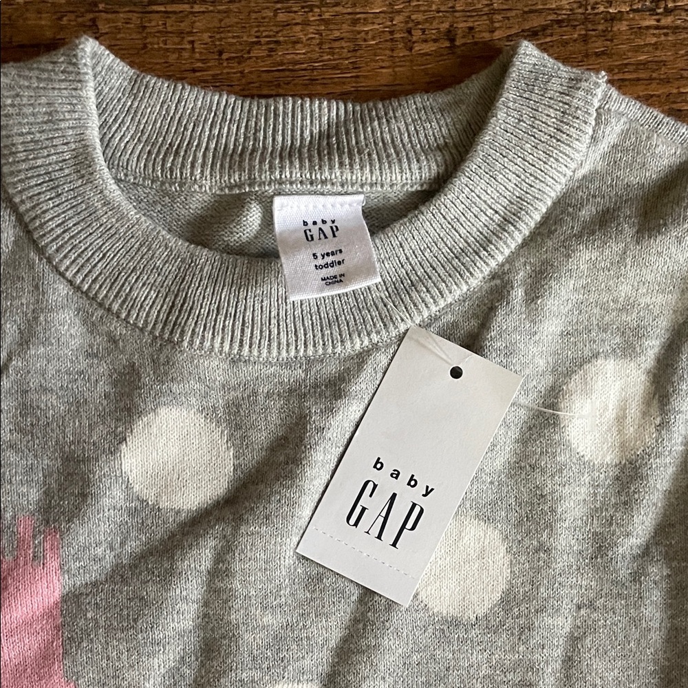 GAP Toddler Gray and White Polka Dot Sweater